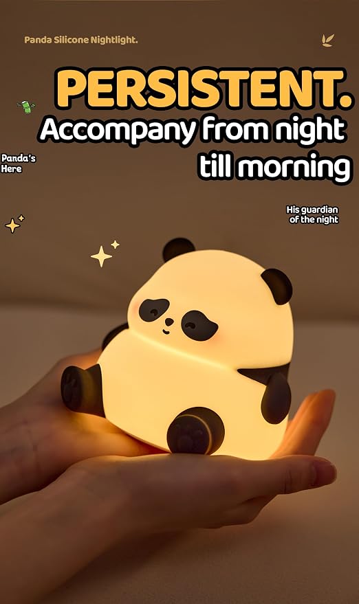Cute Panda Lamp, Squishy Sleepy Panda Night Light Novelty Animal Lamp, 3 Level Dimmable Nursery Nightlight with Timer, Silicone Touch Night Light Fun Gifts for Kids Boys Girls