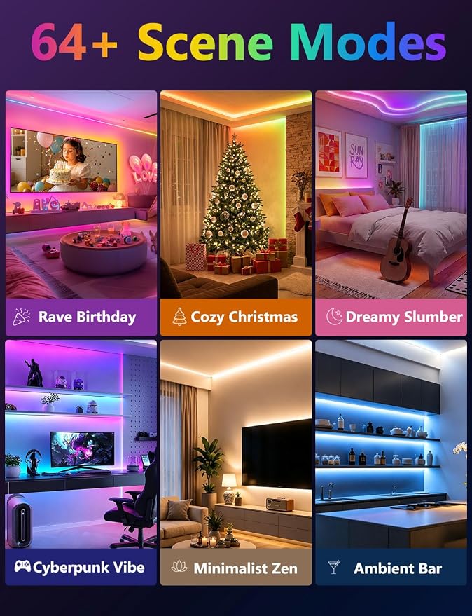 MFWW 100FT Strip Lights, Smart IC RGB LED Lights Multiple Colors on One Line, App+Remote Control, Timing, Multimodal, Music Sync, Color Changing Lights for Bedroom, Party Home Decor, (2 x 50ft)