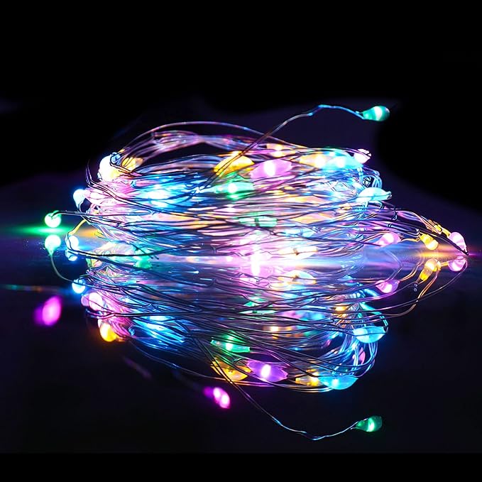 Mandiq 4 Pack Fairy Lights Battery Operated, String Lights 10ft 30 LEDs, Flashing and Constant Light Mode, Silver Wire Mini Lights for Festival, Christmas Decoration, Multicolor…