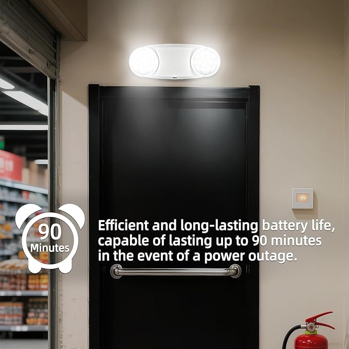 Emergency Light, Emergency Lighting with Battery Backup，Commercial Emergency Lights Combo for Business, Two Adjustable Heads,UL Listed,120V/277V AC, 6 Pack