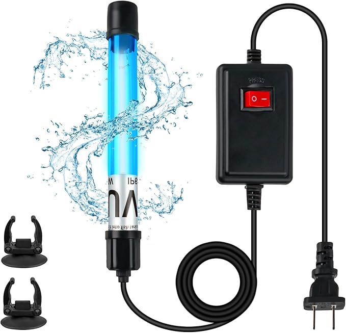 5W 6.9 Inch Aquarium UV Light for 10-55 Gallon Fish Tank Aquarium Light Green Clean Machine