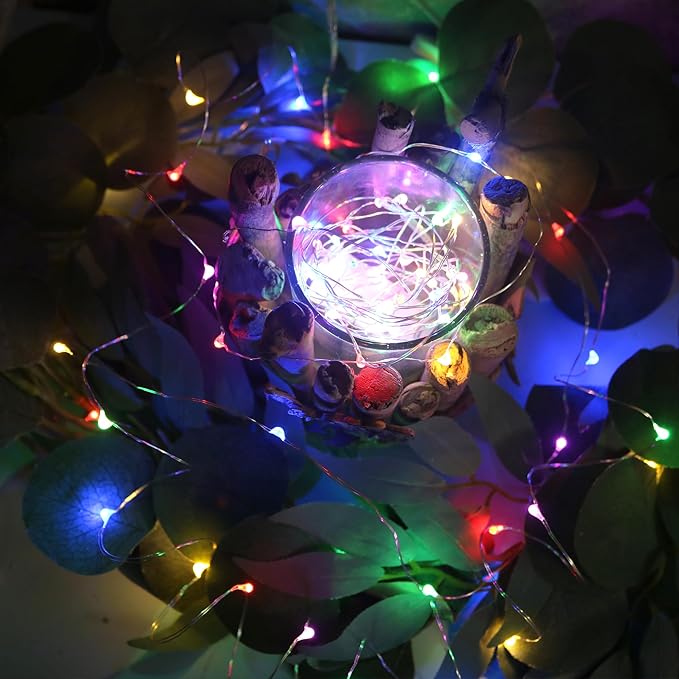 12 Pack Fairy Lights Battery Operated with Timer 6.5feet Silver Wire 20 LEDs Waterproof 8 Modes Twinkle Lights,Garden Bedroom Wedding Christmas Party Mason Jar Decor Celebration Lighting (Multicolor)