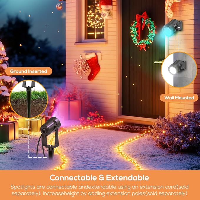 SUNTHIN 10 Pack Outdoor RGBW Landscape Lights, Color Changing Spot Uplights | Dusk to Dawn Sensor Controller with Remote, IP65 Waterproof Outdoor LED Yard Lights for Garden, Trees & Pathway