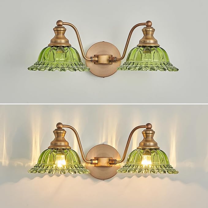 Green 2 Light Vanity Light Bathroom Light Vintage Bathroom Light Fixtures