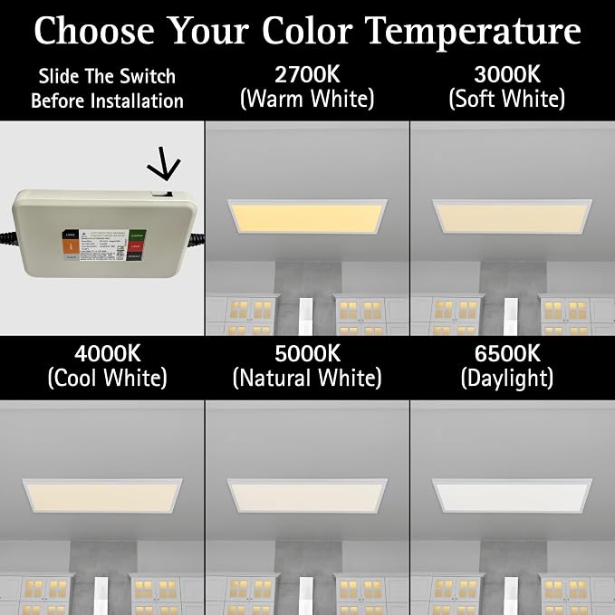 Ultralux Framed 1x4 Surface Mount LED Panel Dimmable 5CCT Matte White 2Pk | 4000 lumens, 120-degree beam, CRI>80, 48.5 x 12.5 x 1.2 in, aluminum, fits junction boxes, over 50,000 hours