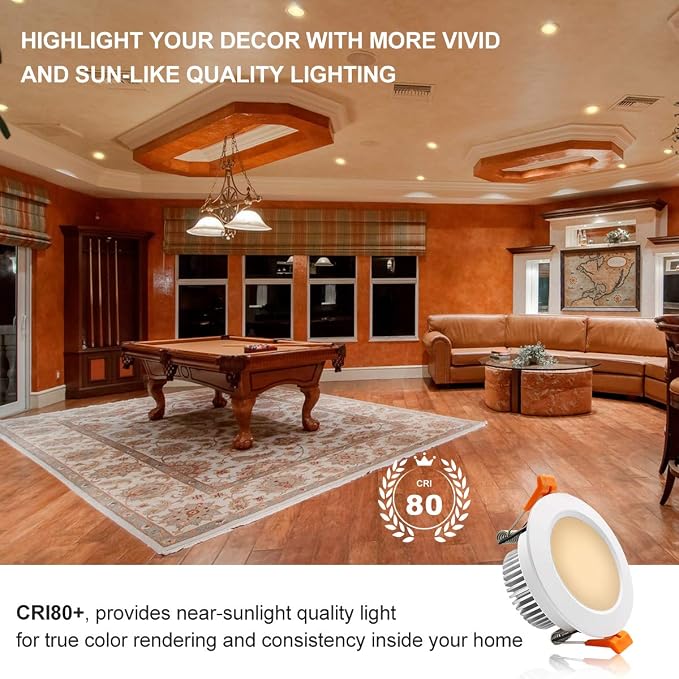 2 Inch LED Recessed Lighting, Dimmable LED Downlight 3W(35W Halogen Equivalent), CRI80, 2700K Ultra Warm White Ceiling Light with LED Driver (10 Pack)