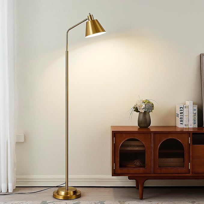 65.3" Floor Lamps for Living Room, Floor Lamp for Bedroom, Dual-Base Industrial Standing Lamp, Adjustable-Head Corner Lamp, Modern Tall Lamp, Living Room Light, Bulb Included, Glod