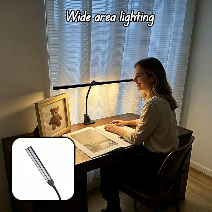 BUBBLE-FLY LED Clip on Reading Light, USB Desk Lamp with 32 LED Eye Protection, 360° Flexible Arm, Dimmable Clamp Light for Bed Headboard Home Office Study 7W Black