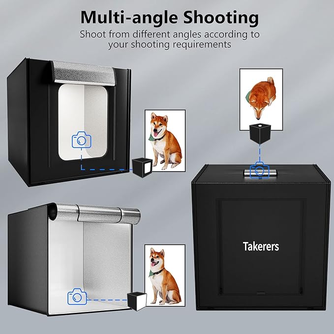 Photo Studio Light Box for Photography: Takerers 32x32 Inch 210 LED Large Lightbox for Product with 3 Stepless Dimming Light Panel, Professional Background Shooting Tent with 5 Color Backdrops
