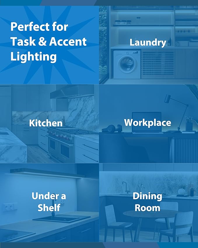 21” LED Direct Wire Under Cabinet Light with On/Off Switch - Dimmable LED Lights for Kitchen - Selectable CCT 2700K-5000K, 612-648 Lumens, 9W - UCB Hardwired Under Cabinet Lighting by NICOR Lighting