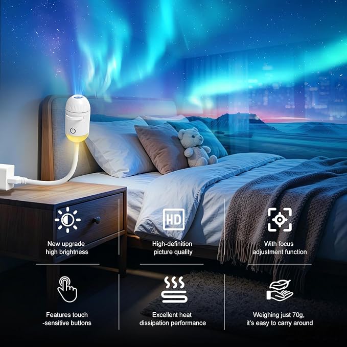 Galaxy Projector Night Light, 2-in-1 USB Star Lamp Kids Gift for Bedroom | Adjustable Brightness, Car & Room Wall Ceiling Decor - 24 Films