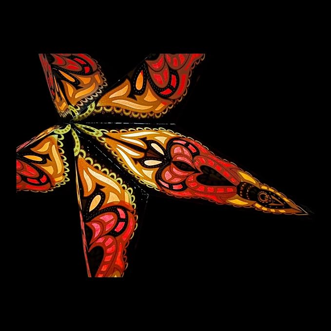 Lantern Lampshade Paper Star Light Shades Large 60cm Hanging Decorations for Christmas Wedding Home Decoration Birthday Party Foldable 5 Pointed Star (Glitter Black, Yellow, Red)