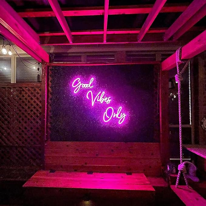 Large Good Vibes Only Neon Signs for Wall Decor -56.57" x 13.5" Pink | Extra Large Neon Sign LED Art Decorative Lights with Dimmable for Bedroom Home, Gym, Club Bar and Party Decor