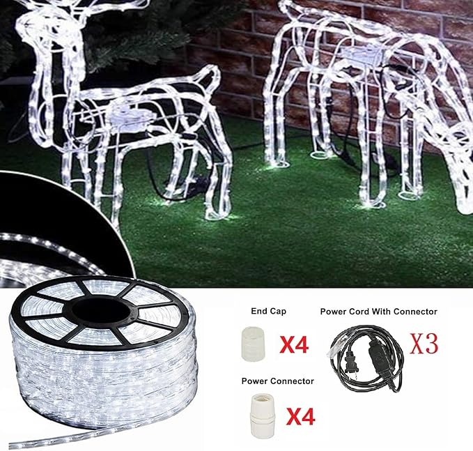 150ft LED Rope Lights Outdoor Waterproof, LED Strip Lights for Indoor Outdoor Rope Lighting Garden,Patio,Bedroom,Party,Pool,Indoor Outdoor Xmas Decoration(Cold White)