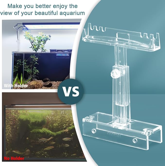 driamor Aquarium Light Holder Adjustable, Clear Acrylic Fish Tank LED Light Riser Stand Aquarium Lamp Brackets Kit 2pcs Transparent Support for Width 2.34-4.7 Inches Light with Extendable Bracket
