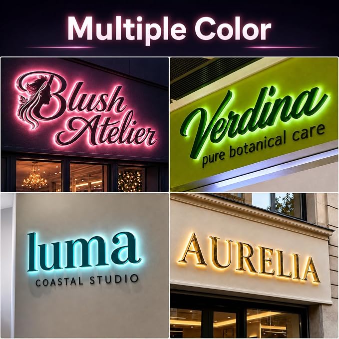 Large Custom Sign for Wall, Professional Personalized 3D Business Dorm Name Sign, Business Logo Sign for Salon Studio Reception Wedding Birthday Party Gift Storefont Bar Bedroom (Custom Backlit Sign)