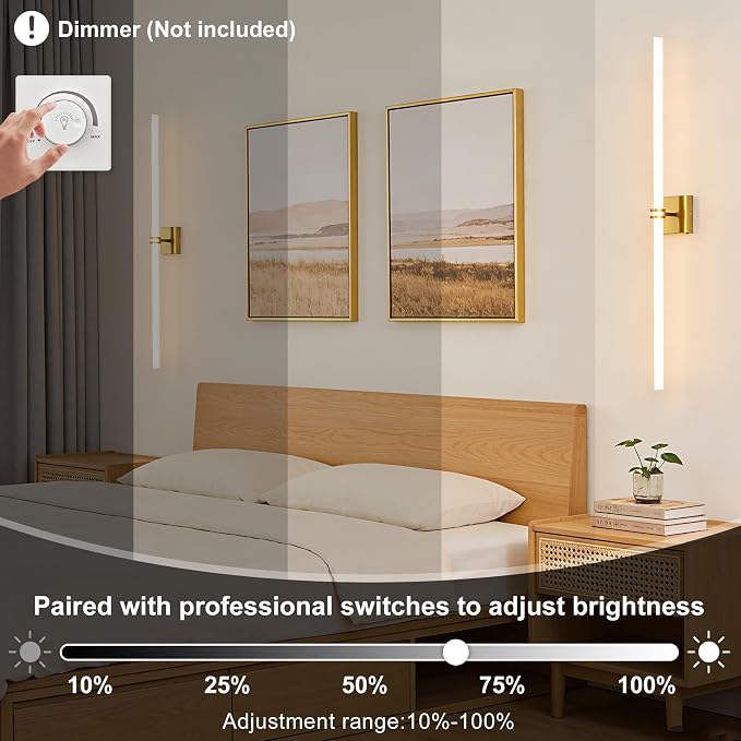 Gold Bathroom Light Fixture LED Vanity Light 45.3" 5CCT Wall Sconce | LED Dimmable Wall Light Modern 360° Lighting, 42W Hardwired Vanity Light for Bathroom Mirror, Flicker-Free Easy Install