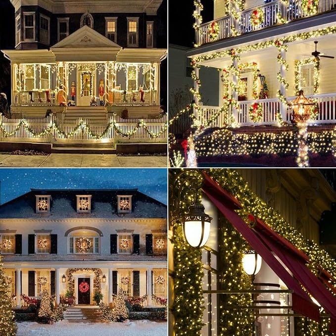 Brizled Solar String Lights 2 Pack, 132FT 400 LED Outdoor Solar Fairy Light | 8 Modes; Warm White; Waterproof Twinkle Lights Mini LED Solar Starry Lights for Outside Christmas Tree Garden Party Decor