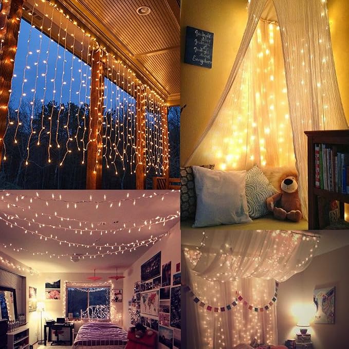 Twinkle Star 600 LED Window Curtain String Light for Wedding Party Home Garden Bedroom Outdoor Indoor Wall, Warm White | Wedding Party Home Garden Bedroom Decorations, Outdoor Indoor Wall, Christmas Decorations