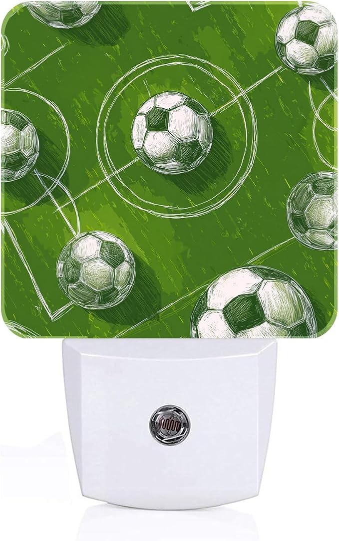 Soccer Grass Field Night Light,Plug-in Night Lights with Dusk-to-Dawn Sensor for Stairway,Hallway,Bedroom Sleep Friendly Ideal for Women/Girls/Boys Gift,0.5w