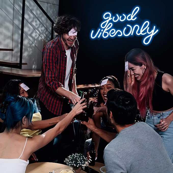 JFLLamp Good Vibes Only Neon Signs for Wall Decor Neon Lights Led Signs Suitable for Living Beer Bar Game Room Hotel Birthday Party Restaurant Christmas Unique Gift for Lover, 16.5 * 10 Inch(Azure)