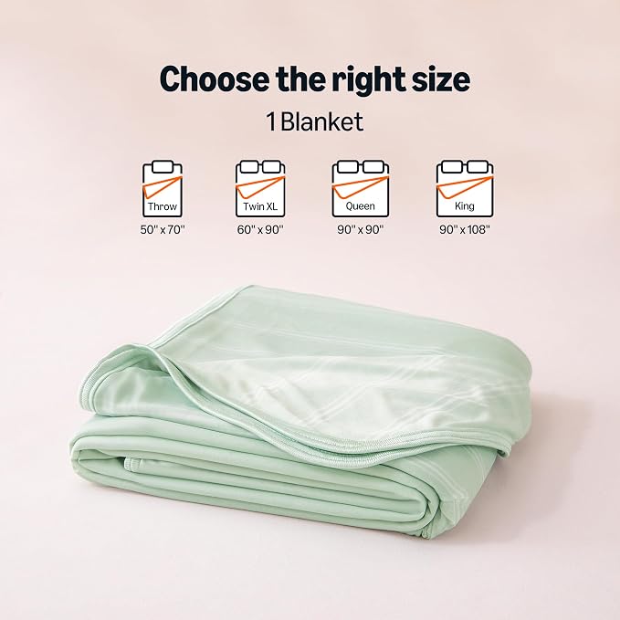 Amazon Basics Striped Cooling Blanket for Hot Sleepers, Reversible Lightweight Thin Throw Blanket for Bed, Couch and Sofa, Throw (50" x 70"), Aloe Green Striped
