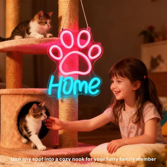Pet Neon Sign - USB Powered Dog Crate Accessories, 9-Level Dimming Dog Gifts Cat Gifts LED Night Light for Pet House Puppy Supplies