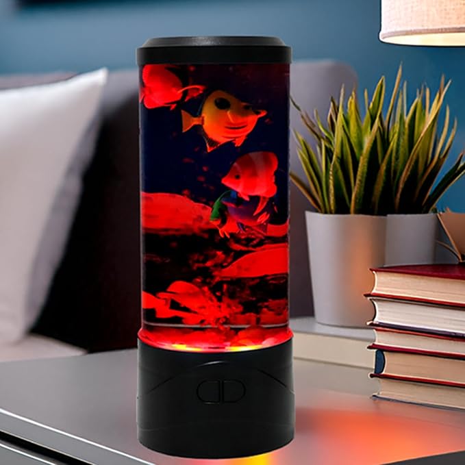 YPCOO Mini Bubble Fish Lamp,Fake Fish Tank Aquarium Lamp,Multi-Color Changing Aquarium Light with 6 Artificial Fish Night Lights-for Home Office Living Room Decor Gifts for Kids Adults (with 6 fishs)