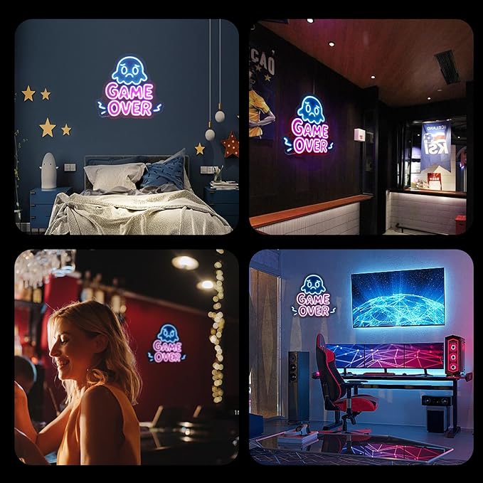 Gamer Neon Sign Blue Pink Led Light Signs Letter Neon Lights Bar Signs for Wall Decor USB Light Up Sign for Boys Gift Bar Man Cave Party Club Gaming Room