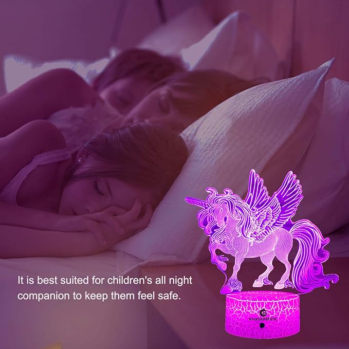 Easuntec Unicorn Night Lights for Kids with Remote & Smart Touch - 7 Colors + 16 Colors Changing, Dimmable Unicorn Toys for 1-8 Year Old Girls