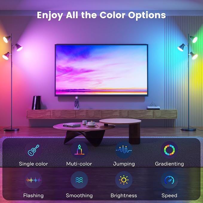 36W LED Tree Floor Lamp, Dimmable Tall Standing Lamp with Remote & Touch Control, 4 Color Temperatures Bright Floor Lamp, 3 Rotatable Light Modern Floor Lamps