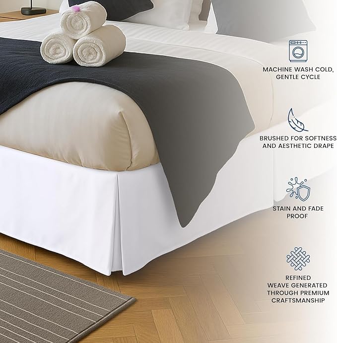 Utopia Bedding Queen Bed Skirt - 20 Pack - Soft Quadruple Pleated Ruffle - Easy Fit with 16 Inch Tailored Drop - Hotel & B&B Quality, Shrinkage and Fade Resistant (Queen, White)