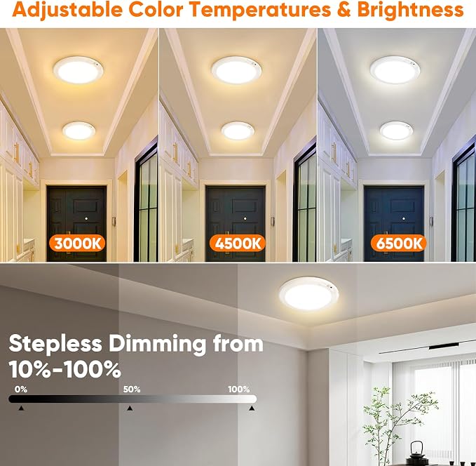 Rechargeable Motion Sensor Ceiling Light, Battery Operated Closet Light | Wireless Battery Powered LED Shower Light, Magnetic Cordless Ceiling Light with Remote, Overhead Lamp for Pantry Shed, 8-Pack