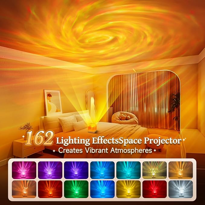 Space Projector for Bedroom, 18 Colors Hologram Cube Galaxy Projector for Bedroom, Dimmable Galaxy Light Projector for Bedroom,Remote Galaxy Lamp for Bedroom,Kids Night Light Projector for Teen Gifts