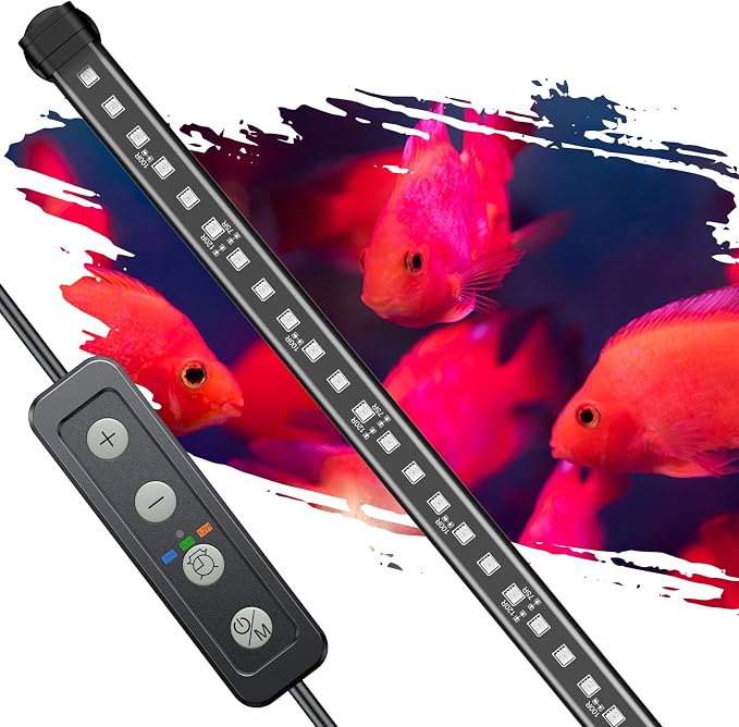 Pawfly 14 W Aquarium Color Enhancement Light for 17" to 30" Fish Tanks IPX8 Waterproof Aquarium Enhancing LED Light Brilliant RGB Lights with 7 Single Color Effects Timer & Adjustable Brightness