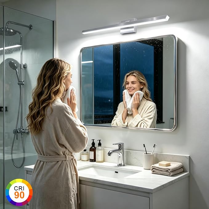 IZORRO Modern Bathroom Vanity Light 48 inch, Rotatable, 36W Dimmable Led Bathroom Light Fixture Over Mirror, Chrome Vanity Light Bar (Cool White 6000K)