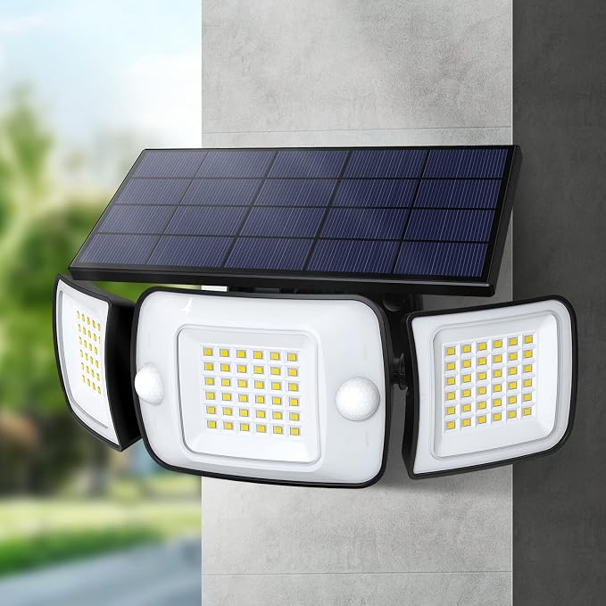 Solar Outdoor Lights, Motion Sensor with Dual Sensors Waterproof | Solar Flood Lights 270°Wide Angle for Outside with 3 Modes