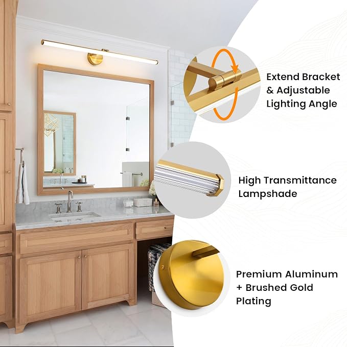 KAISITE Modern Bathroom Light - 39 Inch Dimmable 5CCT LED Vanity Light Bar for Restroom