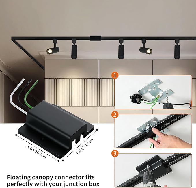 39FT H Track Lighting Rail Kit, Black 120V H Type Track Rail System | Includes Floating Canopy Connector, I/L/T Connectors, End Caps and Live End Feed. Compatible with H style 3-wire Track heads