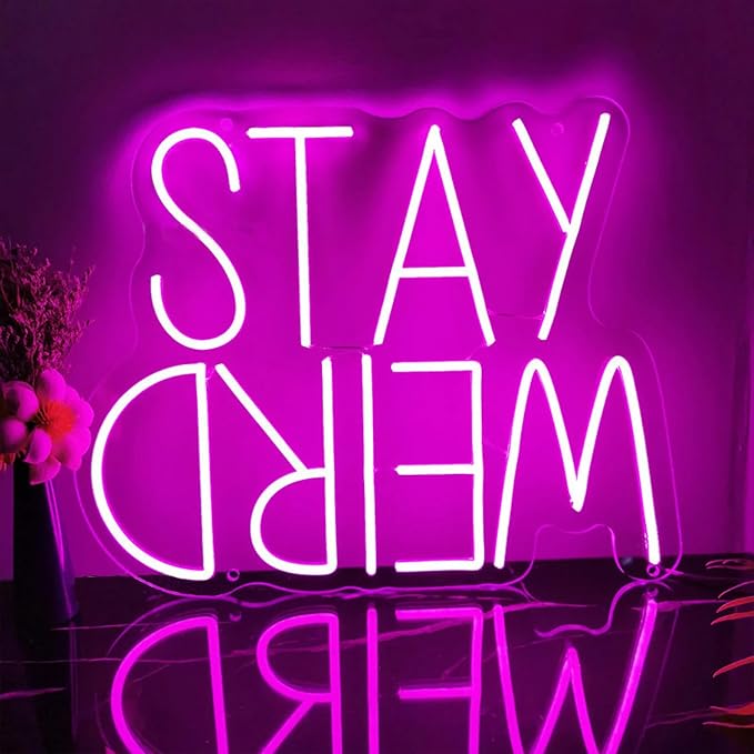 Stay Weird Neon Sign Neon Signs for Wall Decor Neon Light Sign with USB Neon Lights LED Neon Sign for Bedroom Living Room Study Room LED Signs for Wall Decor Birthday Teen Gift