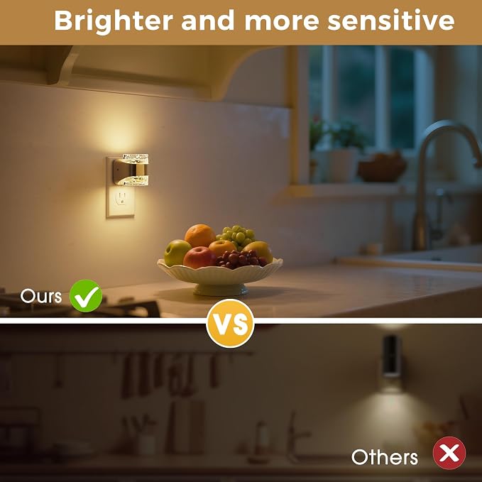 L LOHAS LED Night Light, 2 Pack 3000K Bubble Night Lights Plug into Wall | Acrylic Night Lights with Light Sensor, Adjustable Brightness, Plug in Nightlights for Rooms Bathroom Hallway
