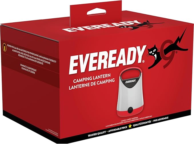 Eveready LED Camping Lantern X-250 (4-Pack), Super Bright Tent Lights, Rugged Water Resistant LED Lanterns, 100 Hour Run-time (Batteries Included), Red and Black