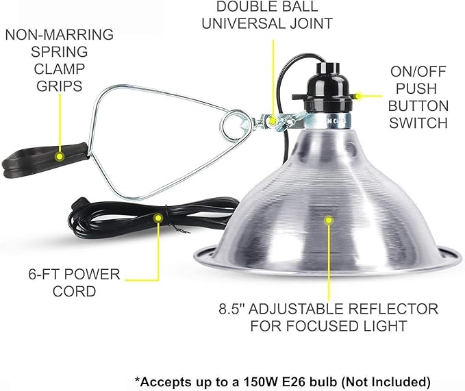 Simple Deluxe Clamp Lamp Light Socket with 8.5 Inch Aluminum Reflector, Suit for Max 150 Watt Lamp (No Bulb Included) with 18/2-Gauge 6 Feet Cord, 4 Pack,Silver