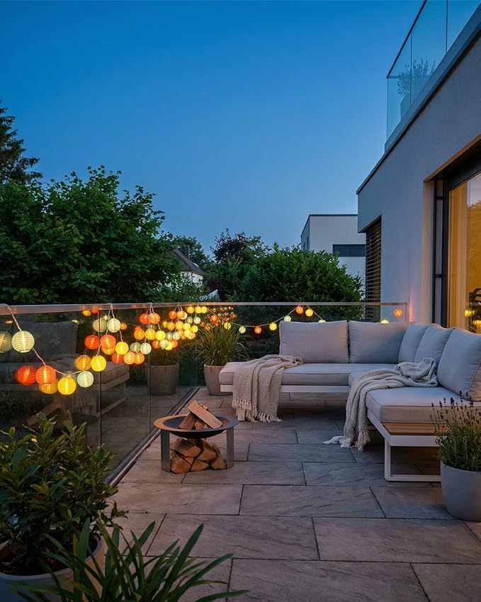 SUNSGNE Lantern String Lights, 8.5FT Indoor Lantern Christmas Lights with 10 LED Colorful Lanterns for Home Patio Party Wedding Bistro Indoor Bedroom Decoration