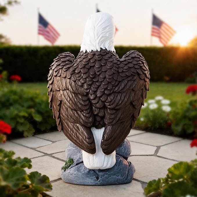 YDKOJGW American Bald Eagle Garden Statue with Solar Light,Outdoor Decor Sculpture,Perfect for Patio,Yard,Porch,Balcony,Distinctive Bald Eagle Home Decor,250 Anniversary USA Gift for Men Father