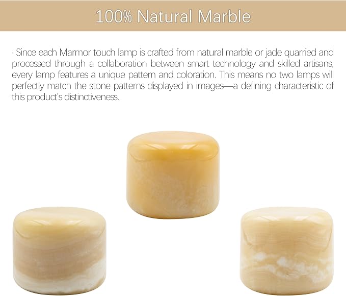 Marmor Marble Lamp Table Lamp Unique Stone Touch Lamp Pat Lamp Type-C 3 Way Bedside Lamp Ambient Light Bedroom Stands Night Light Decorative LED Warm Portable Lamp Rechargeable(Peach Jade)