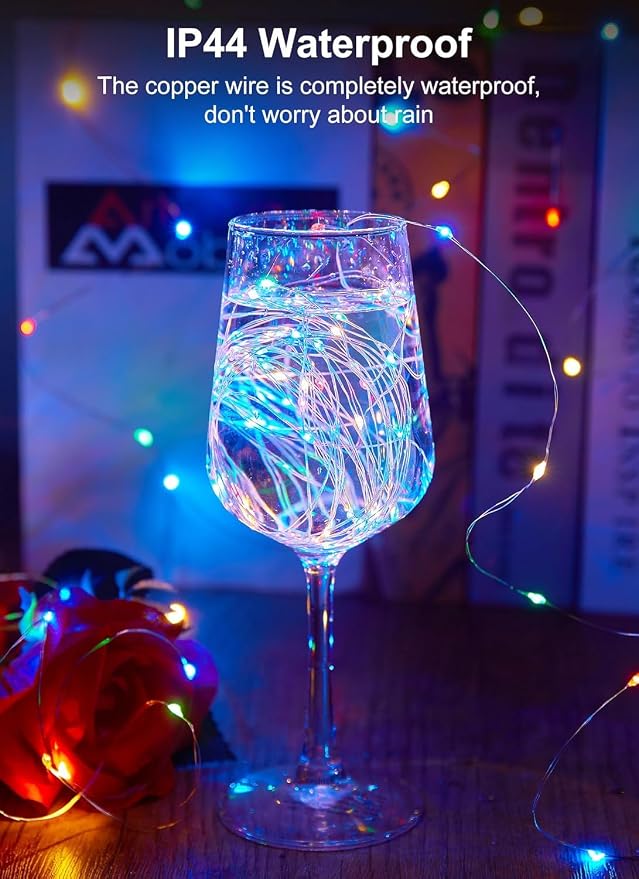 Minetom 33FT 100LED Multicolor Fairy Lights Battery Operated with Remote | Waterproof Twinkle Lights for Bedroom Dorm Patio Tapestry Backyard Garden Party Indoor Christmas Decoration