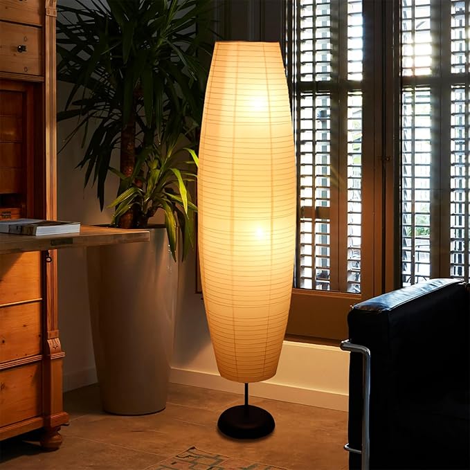 XENOID Paper Floor Lamp - Rice Paper Lantern Floor lamp Modern Large Floor Lamp for Bedroom,Living Room, Soft Light Lamp