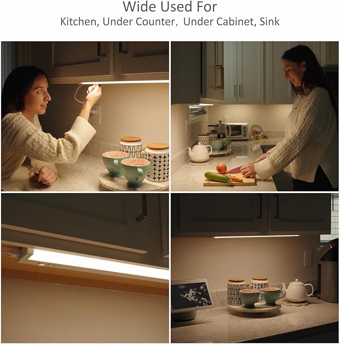 Under Cabinet Lighting Plug in or Hardwired Built-in Dimmer, 40 Inch 20W, 5CCT 2700/3000/3500/4000/5000K, Linkable Counter Lights for Kitchen, ETL Dimmable LED Light Fixture, White