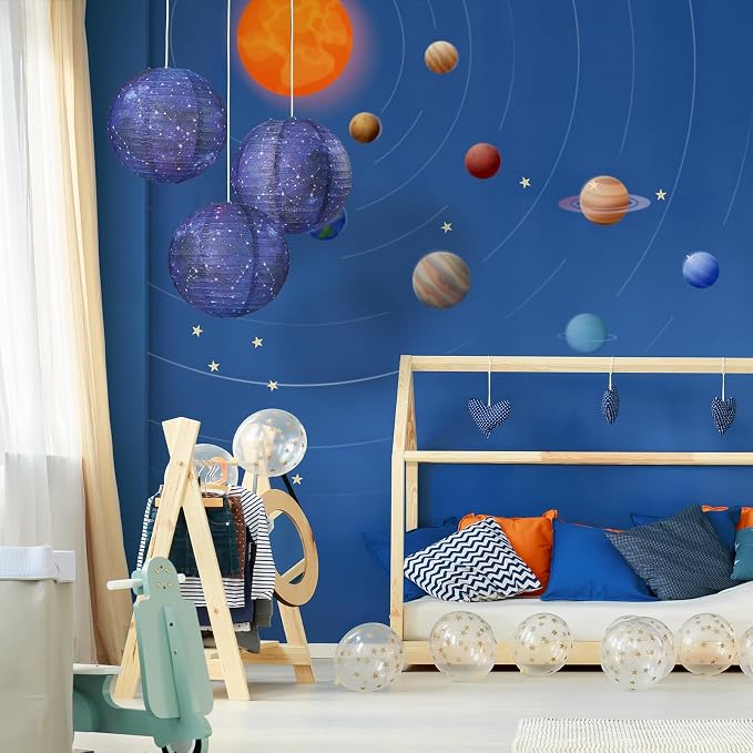 3pcs Galaxy Paper Lanterns with Constellation - 12 inch | Space Party Decor, Galaxy Themed, For Galaxy Party Decorations, Birthday Room Decorations
